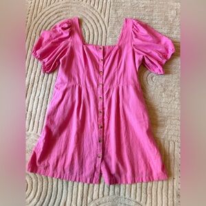 NWT Old Navy Bright Pink Puff Sleeve Dress